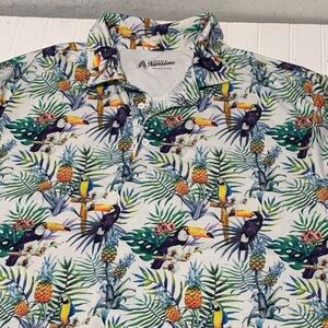 Royal and Awesome Toucan Tropical Print Polo Shirt Golf 2XL